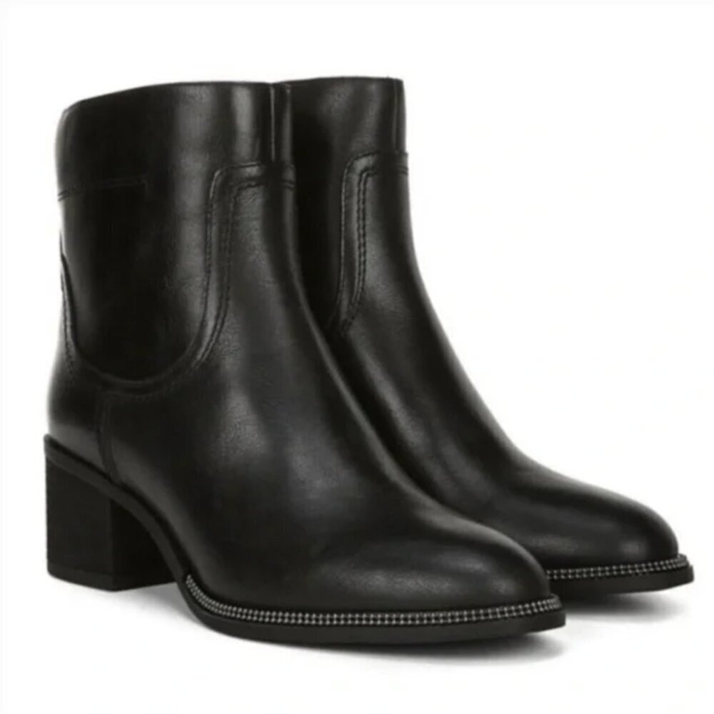 Franco Sarto 'Liliana' Black Leather Heeled Booties, size 6.5M